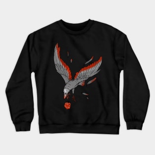 Black Crow Flying with Shiny Red Ruby Crewneck Sweatshirt